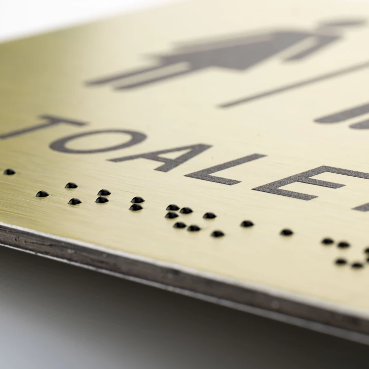 Coeducational Toilet - Golden Dibond Plaque with Braille Script - Size 185x120mm - TAB539