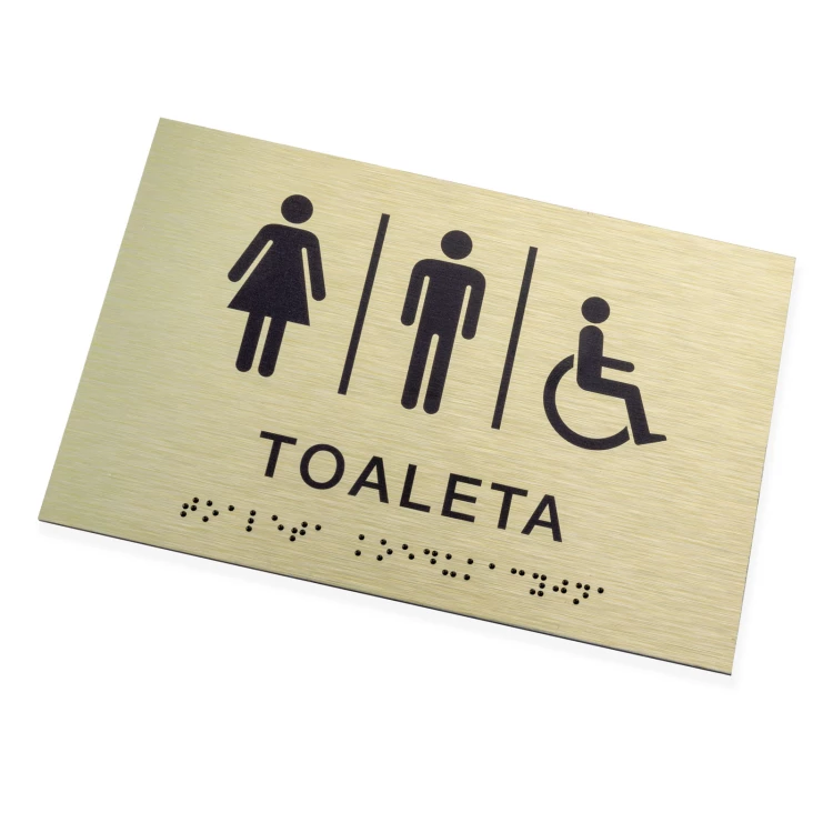 Coeducational Toilet - Golden Dibond Plaque with Braille Script - Size 185x120mm - TAB539