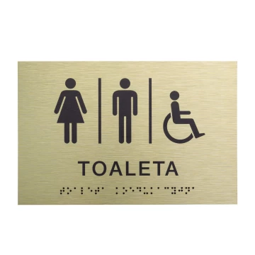Coeducational Toilet - Golden Dibond Plaque with Braille Script - Size 185x120mm - TAB539