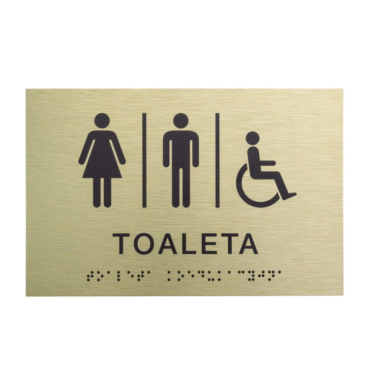 Coeducational Toilet - Golden Dibond Plaque with Braille Script - Size 185x120mm - TAB539