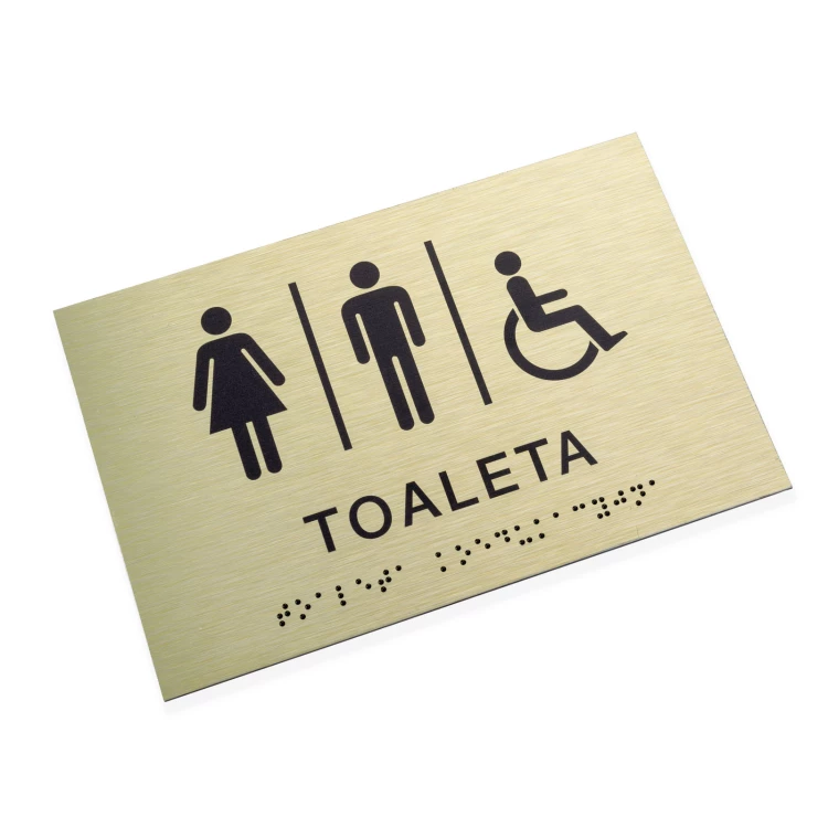 Coeducational Toilet - Golden Dibond Plaque with Braille Script - Size 185x120mm - TAB539