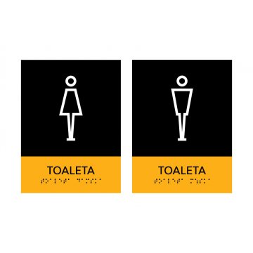 Male or Female Toilet - Braille Lettering Sign - Size 150x200mm - Hard PVC - SUN - TAB316