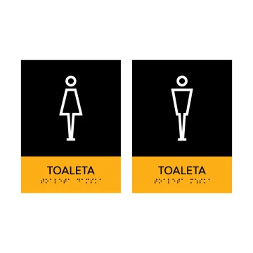 Male or Female Toilet - Braille Lettering Sign - Size 150x200mm - Hard PVC - SUN - TAB316