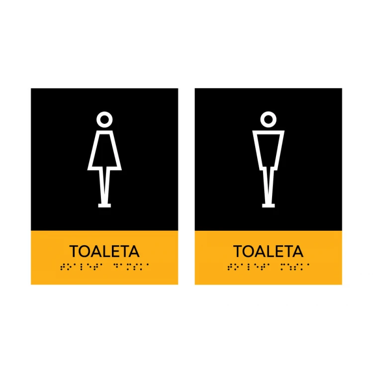 Male or Female Toilet - Braille Lettering Sign - Size 150x200mm - Hard PVC - SUN - TAB316