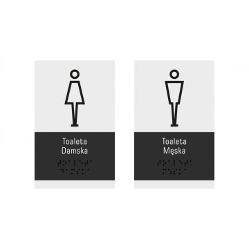 Male or Female Toilet - Braille Lettering Sign - size 100x160mm - Frosted Acrylic and ADA- NORD - TAB327