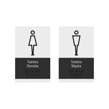 Male or Female Toilet - Braille Lettering Sign - size 100x160mm - Frosted Acrylic and ADA- NORD - TAB327