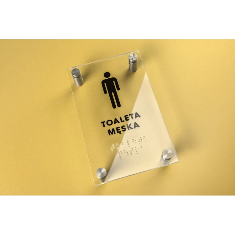 Men's Toilet - Plexi sign with Braille lettering on spacers - dimensions 100x160mm - TAB266