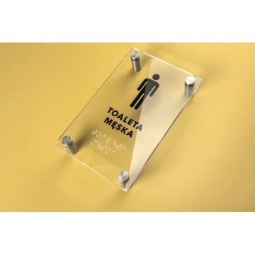 Men's Toilet - Plexi sign with Braille lettering on spacers - dimensions 100x160mm - TAB266