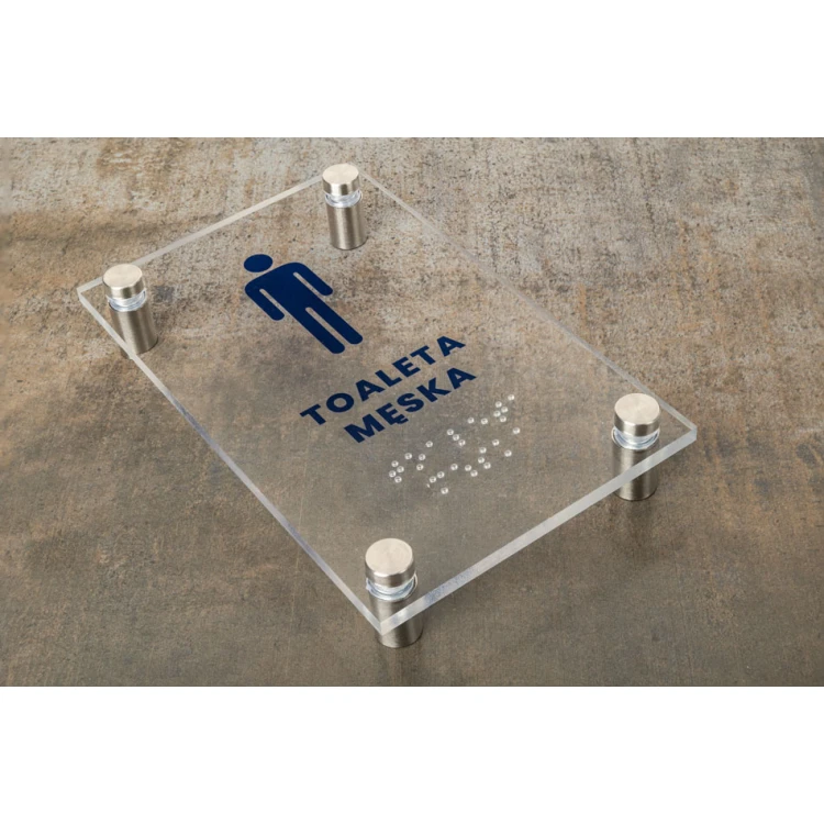 Men's Toilet - Plexi sign with Braille lettering on spacers - dimensions 100x160mm - TAB429