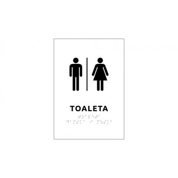 Toilet - Braille lettering plaque - size 140x200mm - Hard PVC - SIMPLE - TAB334