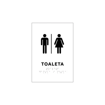 Toilet - Braille lettering plaque - size 140x200mm - Hard PVC - SIMPLE - TAB334