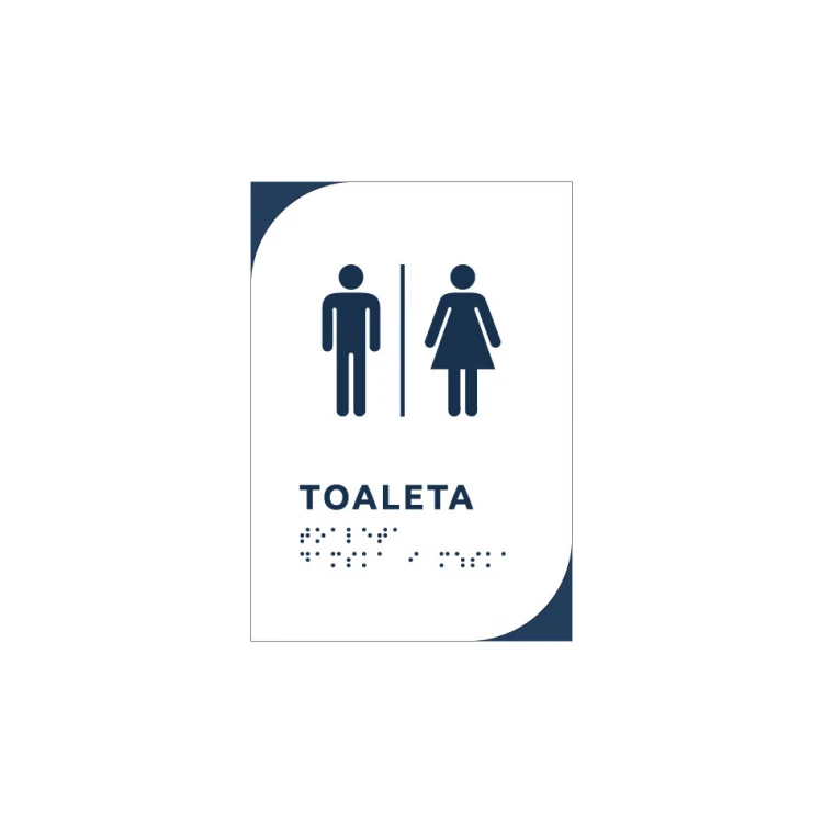 Toilet - white dibond sign with Braille script - size 140x200mm - MONO - TAB293