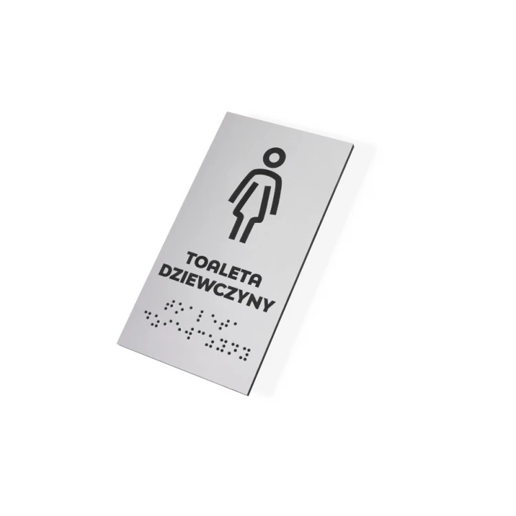 Toilet - school sign with Braille script - silver laminate 3mm - dim. 80x150mm - TAB340