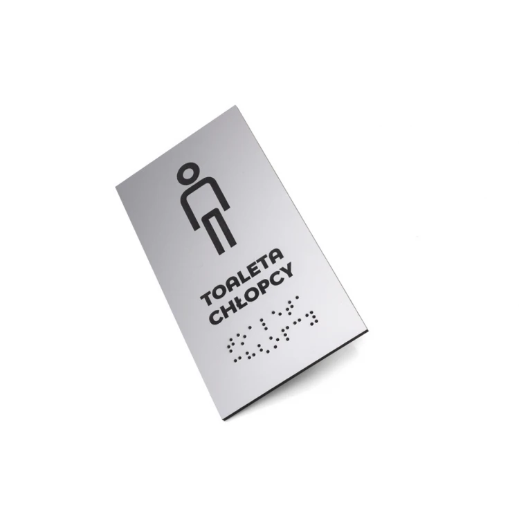 Toilet - school sign with Braille script - silver laminate 3mm - dim. 80x150mm - TAB340