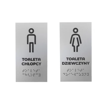Toilet - school sign with Braille script - silver laminate 3mm - dim. 80x150mm - TAB340