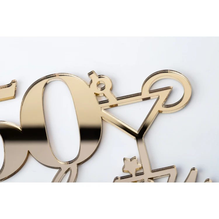 Cake Topper - 50th Birthday - Gold Mirror Acrylic - TOP059