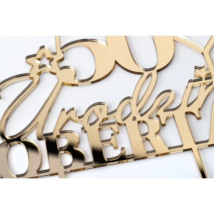 Cake Topper - 50th Birthday - Gold Mirror Acrylic - TOP059