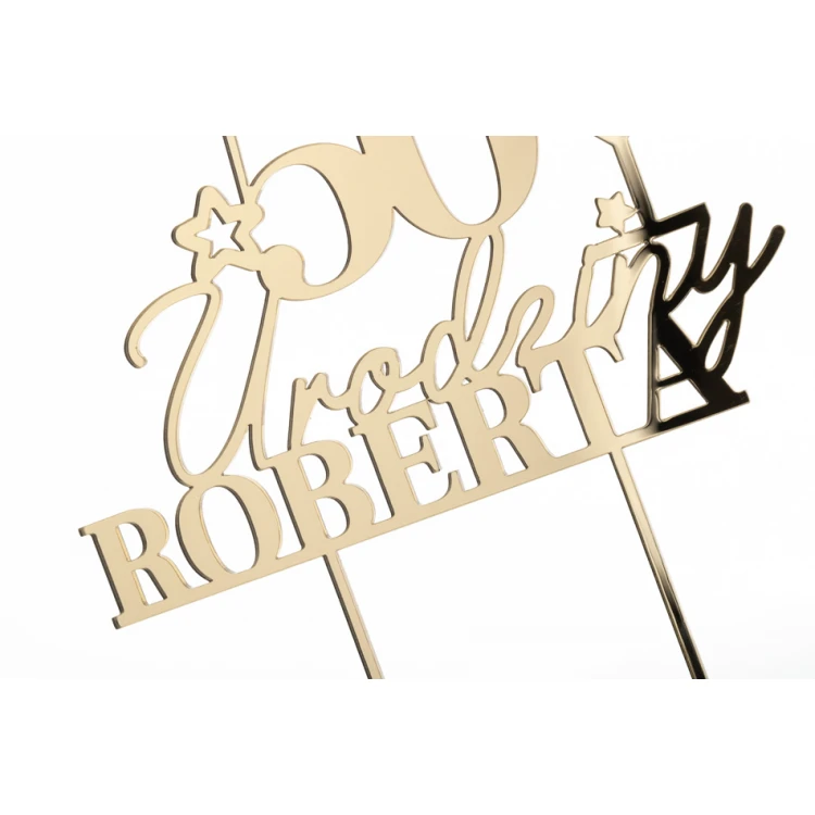 Cake Topper - 50th Birthday - Gold Mirror Acrylic - TOP059