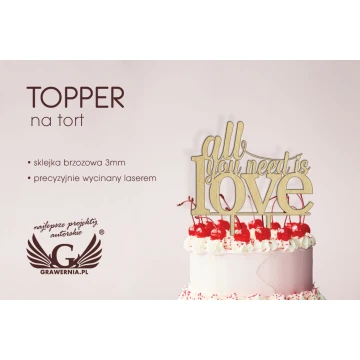 Cake Topper - all you need is love - TOP002
