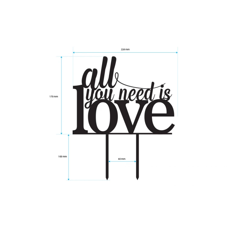 Cake Topper - all you need is love - TOP002