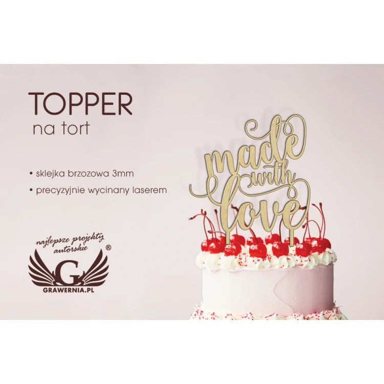 Cake Topper - made with love - TOP001