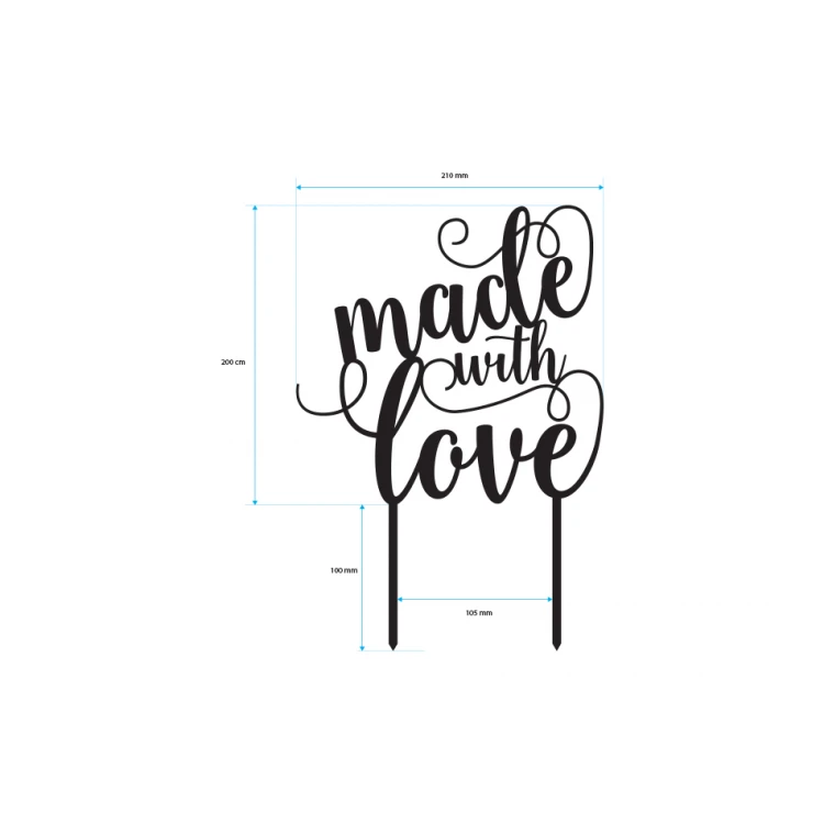 Cake Topper - made with love - TOP001