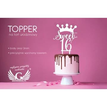 Birthday Cake Topper - Sweet 16 - TOP014