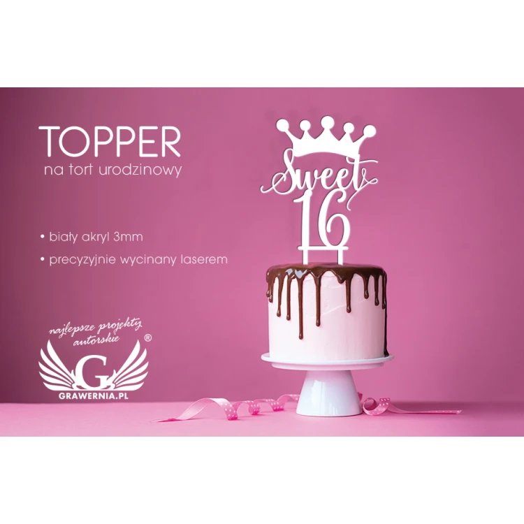 Birthday Cake Topper - Sweet 16 - TOP014