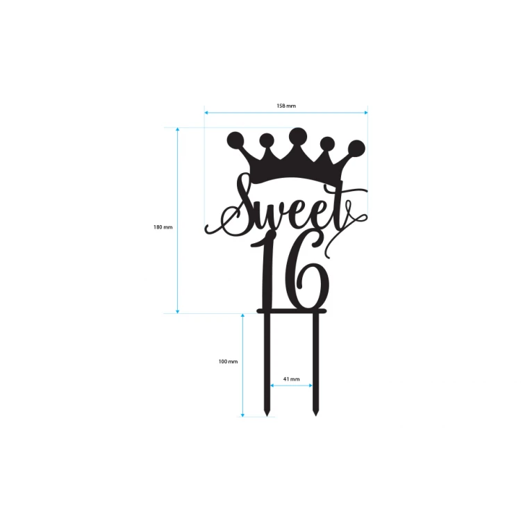 Birthday Cake Topper - Sweet 16 - TOP014
