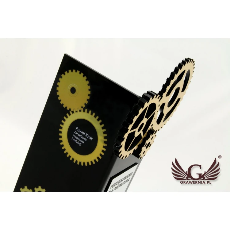 Acrylic Trophy Gear Wheels - Laser Engraving and UV Printing - Model DTA33