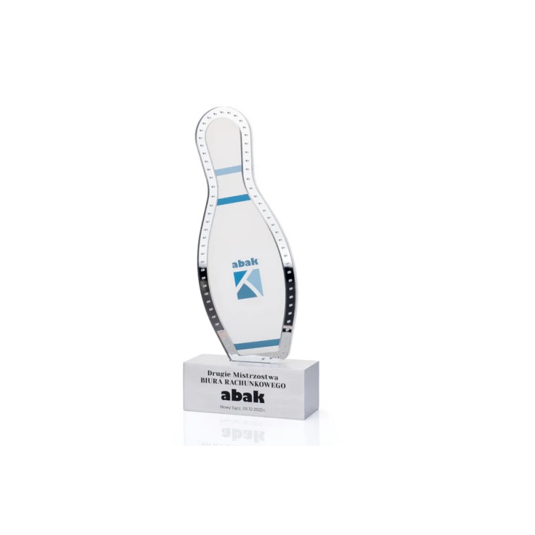 Acrylic Trophy on Aluminum Base - Bowling - height 24cm - DTA079