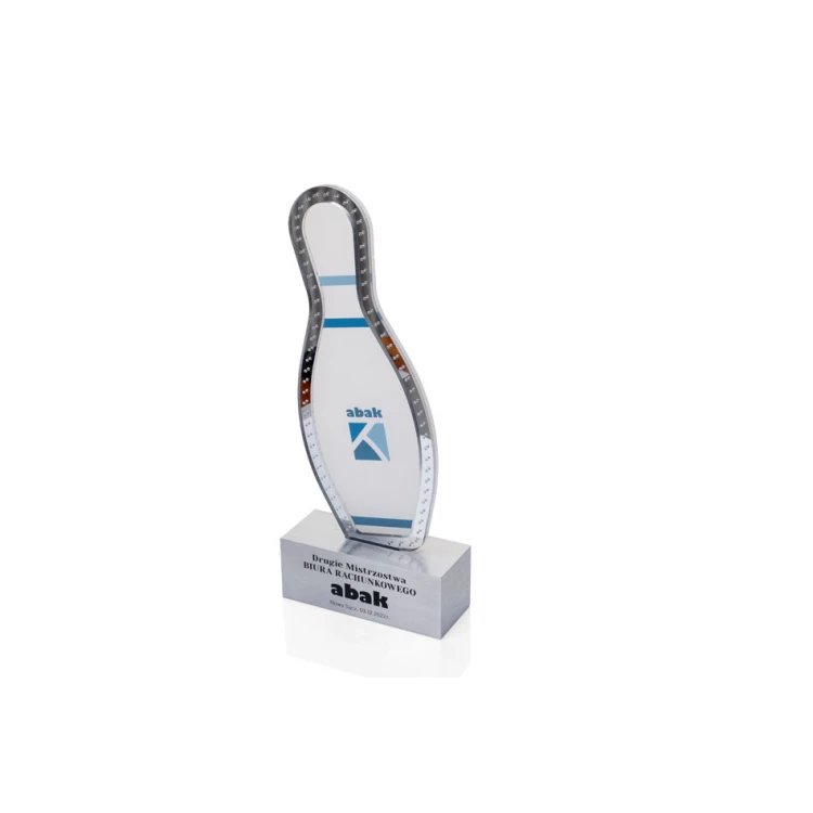 Acrylic Trophy on Aluminum Base - Bowling - height 24cm - DTA079