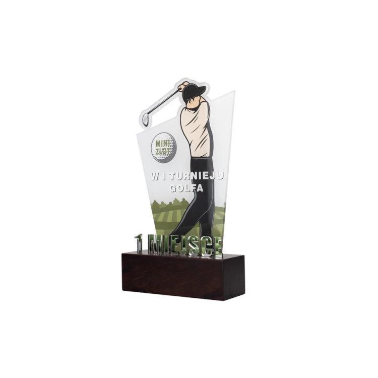 Acrylic Trophy on Wooden Pedestal - Golf - height 22.5cm - DTA077