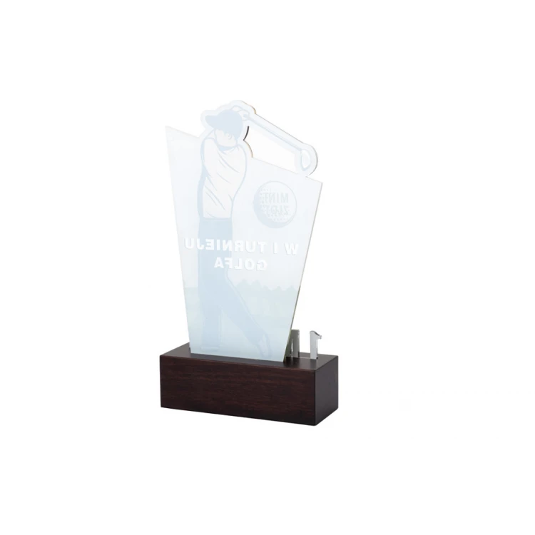 Acrylic Trophy on Wooden Pedestal - Golf - height 22.5cm - DTA077
