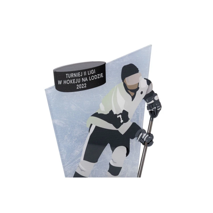 Acrylic Trophy on Wooden Pedestal - Hockey - height 21cm - DTA080
