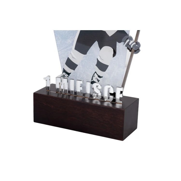 Acrylic Trophy on Wooden Pedestal - Hockey - height 21cm - DTA080