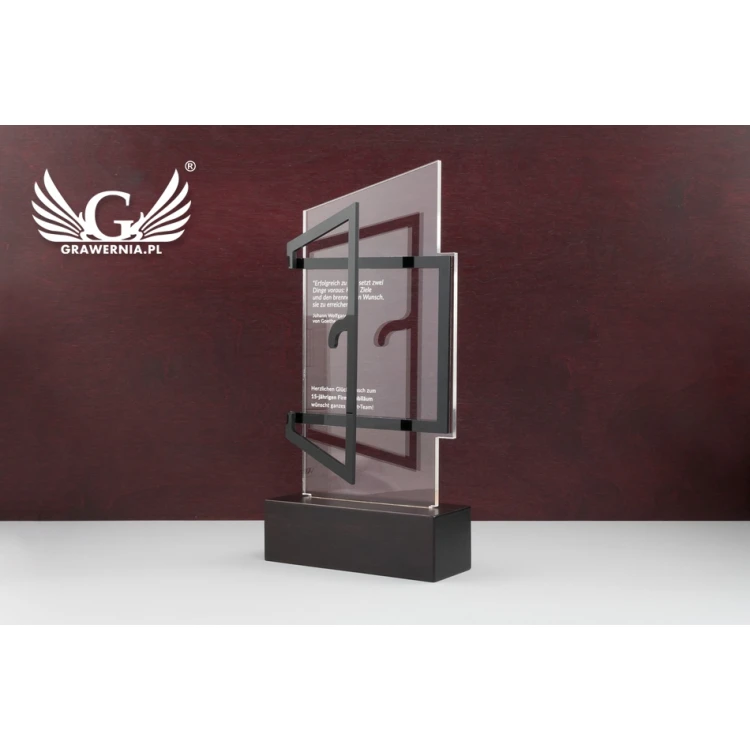 Plexiglass Statuette on Wooden Pedestal - Open - Model DTA58 - Height 25cm