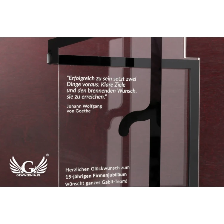 Plexiglass Statuette on Wooden Pedestal - Open - Model DTA58 - Height 25cm