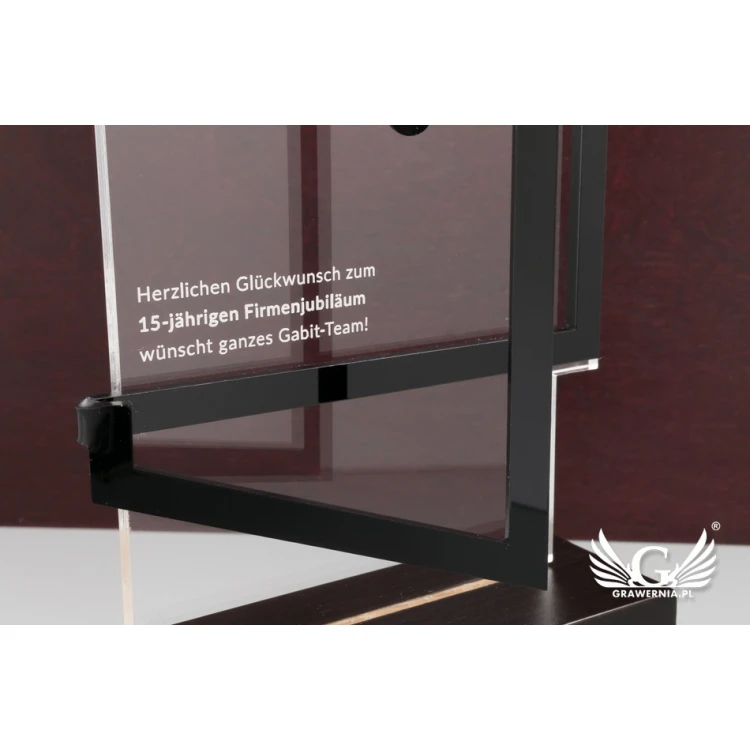 Plexiglass Statuette on Wooden Pedestal - Open - Model DTA58 - Height 25cm