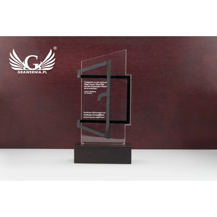 Plexiglass Statuette on Wooden Pedestal - Open - Model DTA58 - Height 25cm