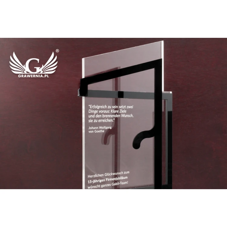 Plexiglass Statuette on Wooden Pedestal - Open - Model DTA58 - Height 25cm