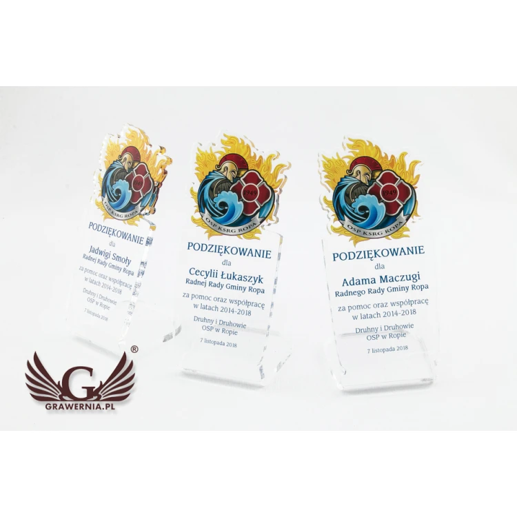 Firefighter Trophy with Volunteer Fire Department Badge - model DTA54 - height 14.5cm - UV print