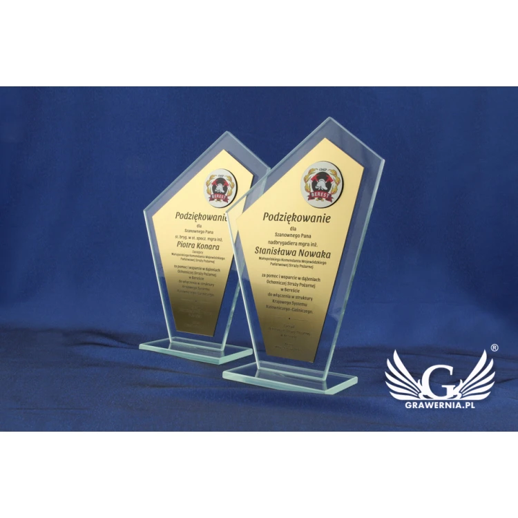 Xanti Glass Trophy with Laminate and Embossed Logo
