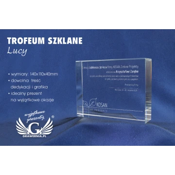 Glass Trophy in Case - LUCY