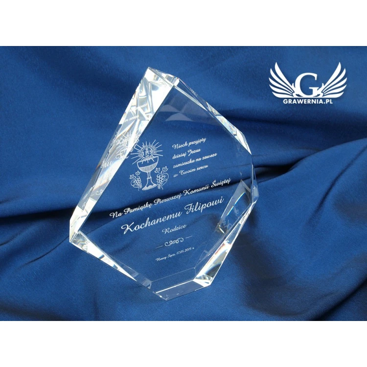 Glass Trophy in Case - DIAMOND - First Holy Communion Souvenir