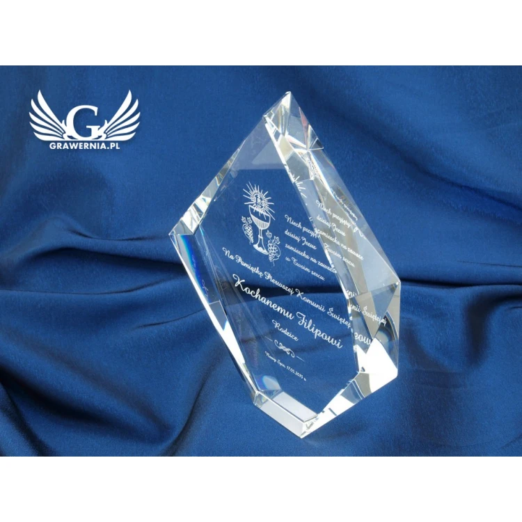 Glass Trophy in Case - DIAMOND - First Holy Communion Souvenir