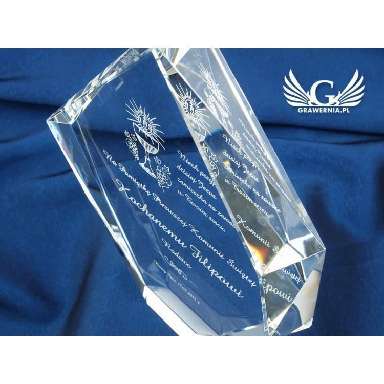 Glass Trophy in Case - DIAMOND - First Holy Communion Souvenir