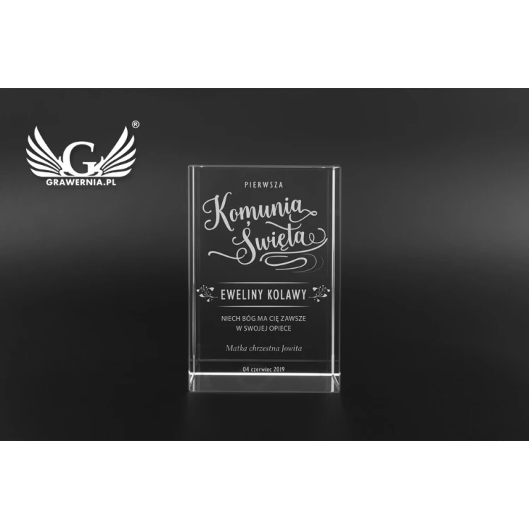 NELI Glass Trophy in Case - First Holy Communion Souvenir - TSZ055