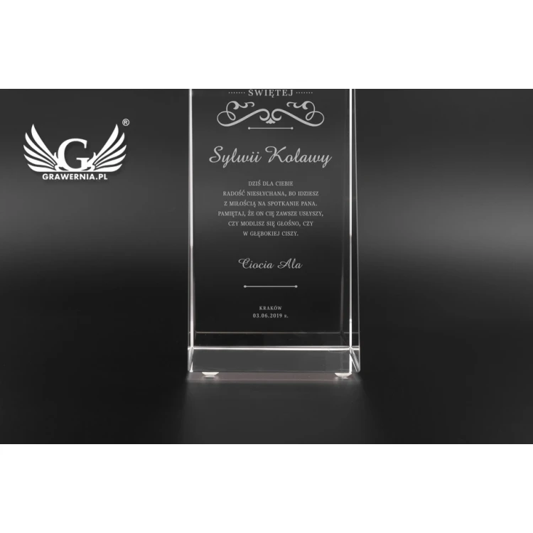 Glass Trophy in PERLA case - First Holy Communion Souvenir - TSZ058