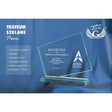 Glass Trophy - PRISM - Laser Engraved - TSZ052
